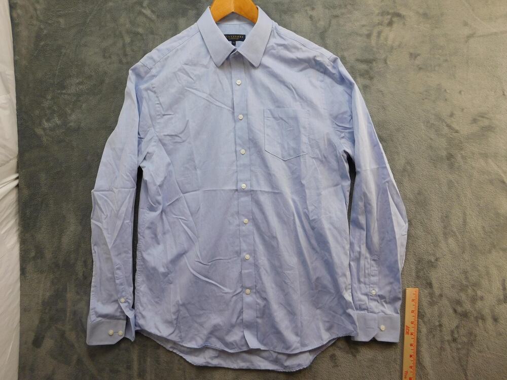 Alexandre London Shirt Mens 16 41cm Blue Cotton Long Sleeve Dress Button Up